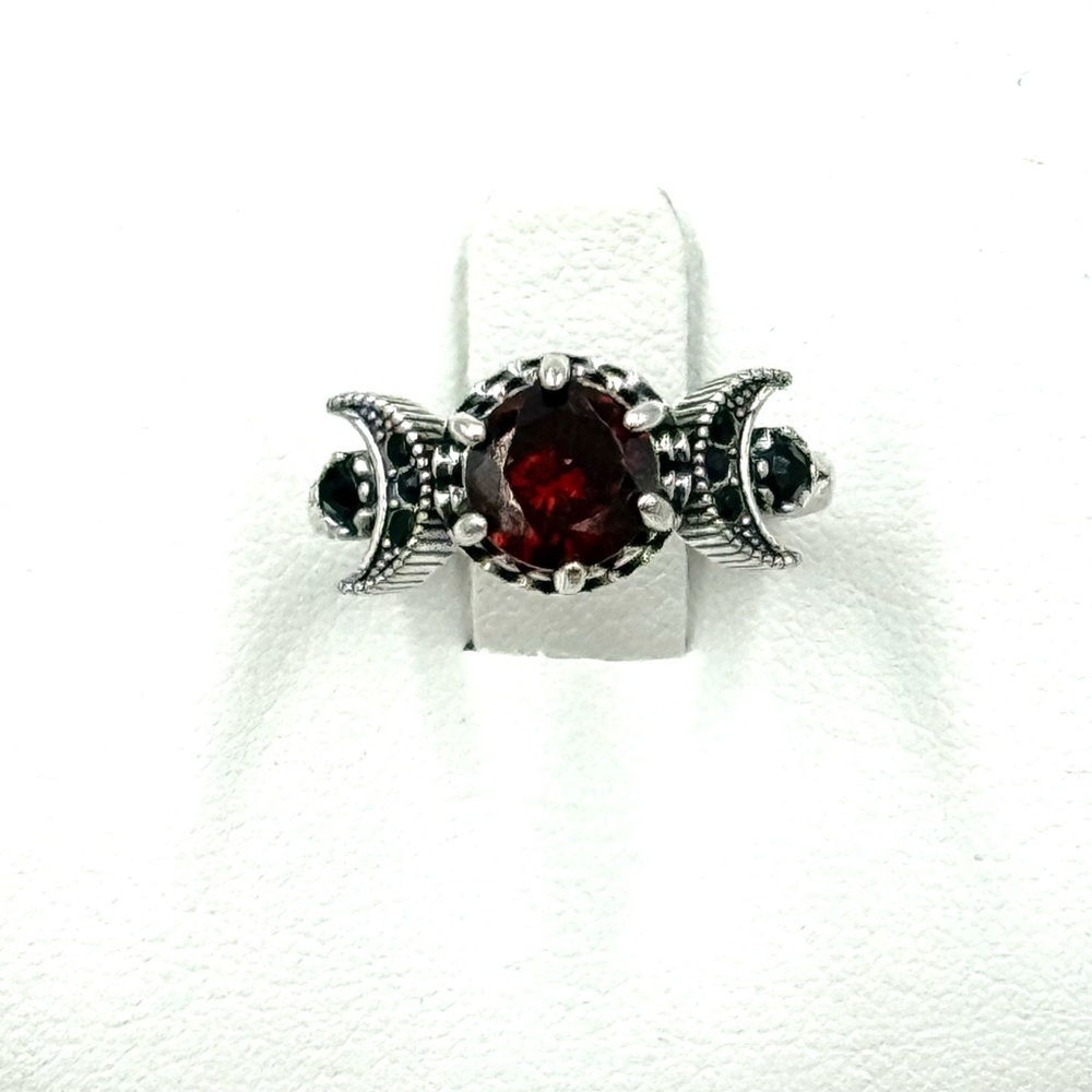 New Vintage Inspired Sterling Silver Ruby Gemstone Ring Size 6